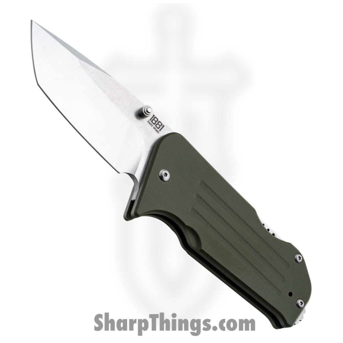 1881 Knife Works - MMS014 - Lombard - Folding Knife - S45VN Tumbled Tanto - G10 - OD Green