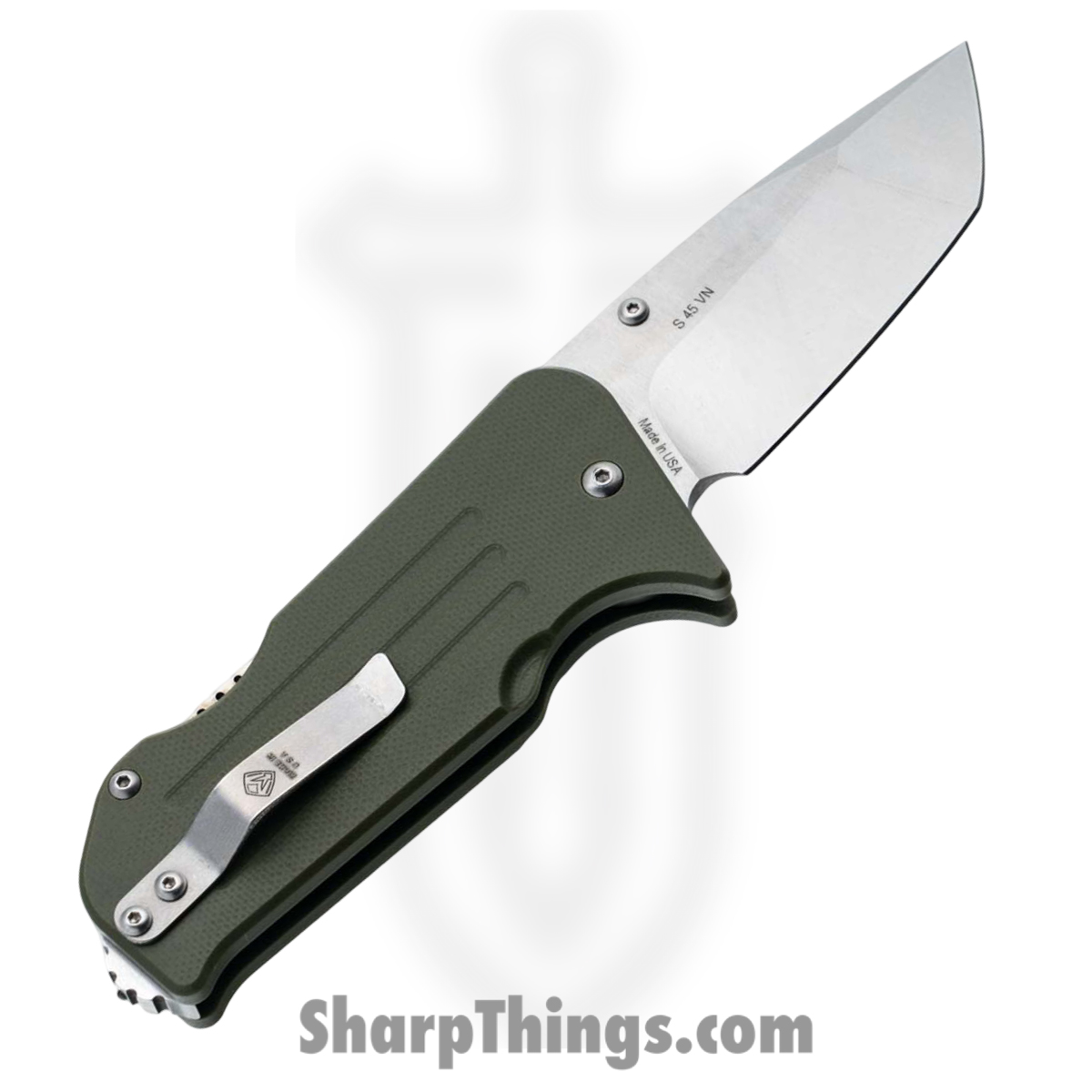 1881 Knife Works - MMS014 - Lombard - Folding Knife - S45VN Tumbled Tanto - G10 - OD Green - Image 2