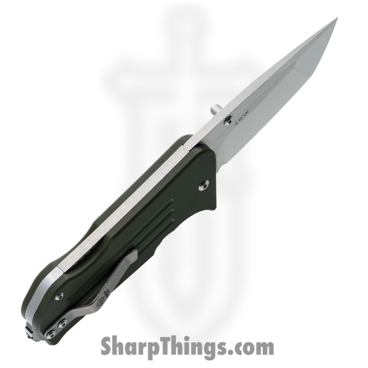 1881 Knife Works - MMS014 - Lombard - Folding Knife - S45VN Tumbled Tanto - G10 - OD Green - Image 3