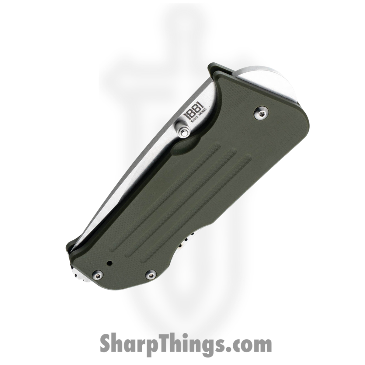 1881 Knife Works - MMS014 - Lombard - Folding Knife - S45VN Tumbled Tanto - G10 - OD Green - Image 4