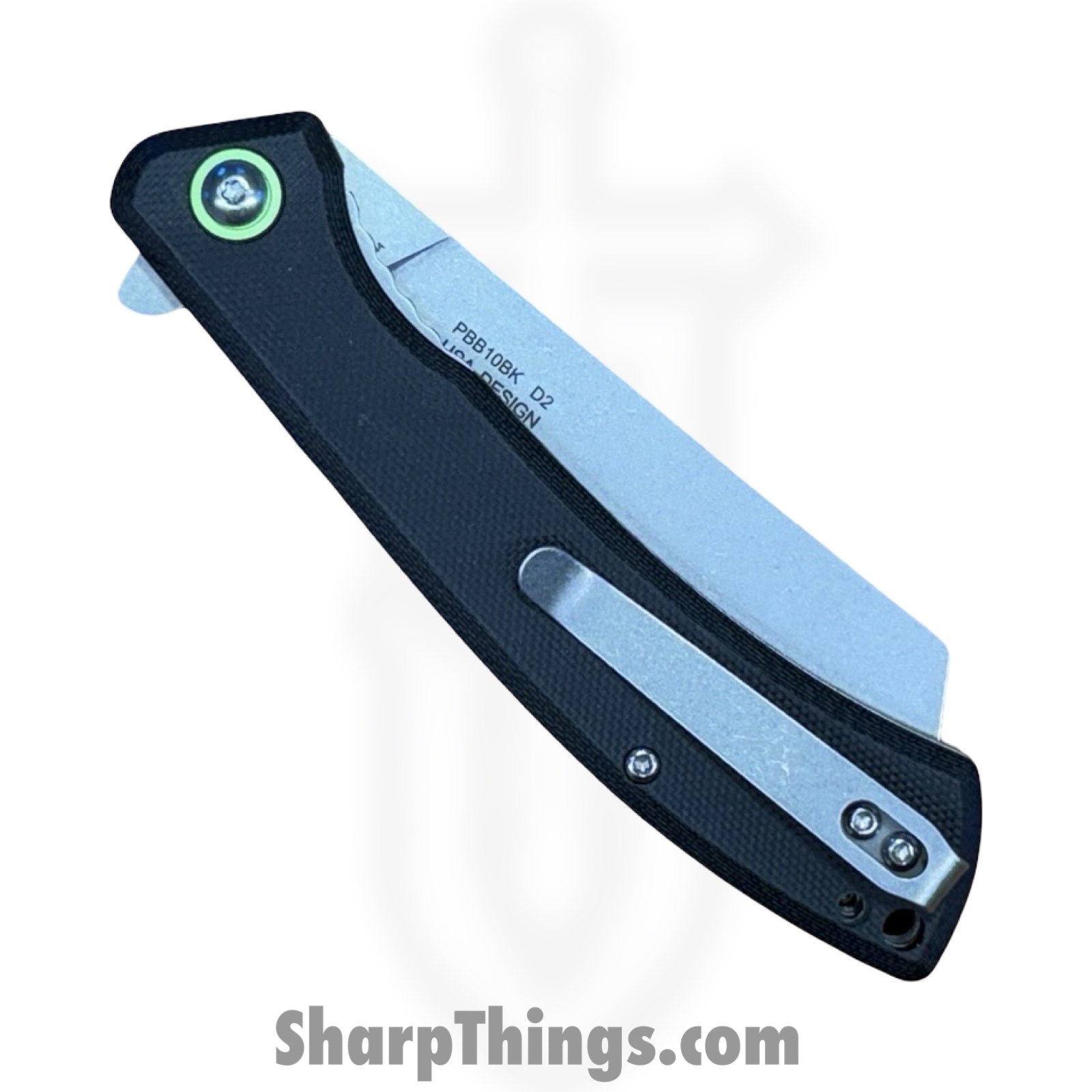 Buckshot Knives - PBB10BK - Model 10 - Folding Knife - D2 Stonewash Cleaver - G10 - Black - Image 4