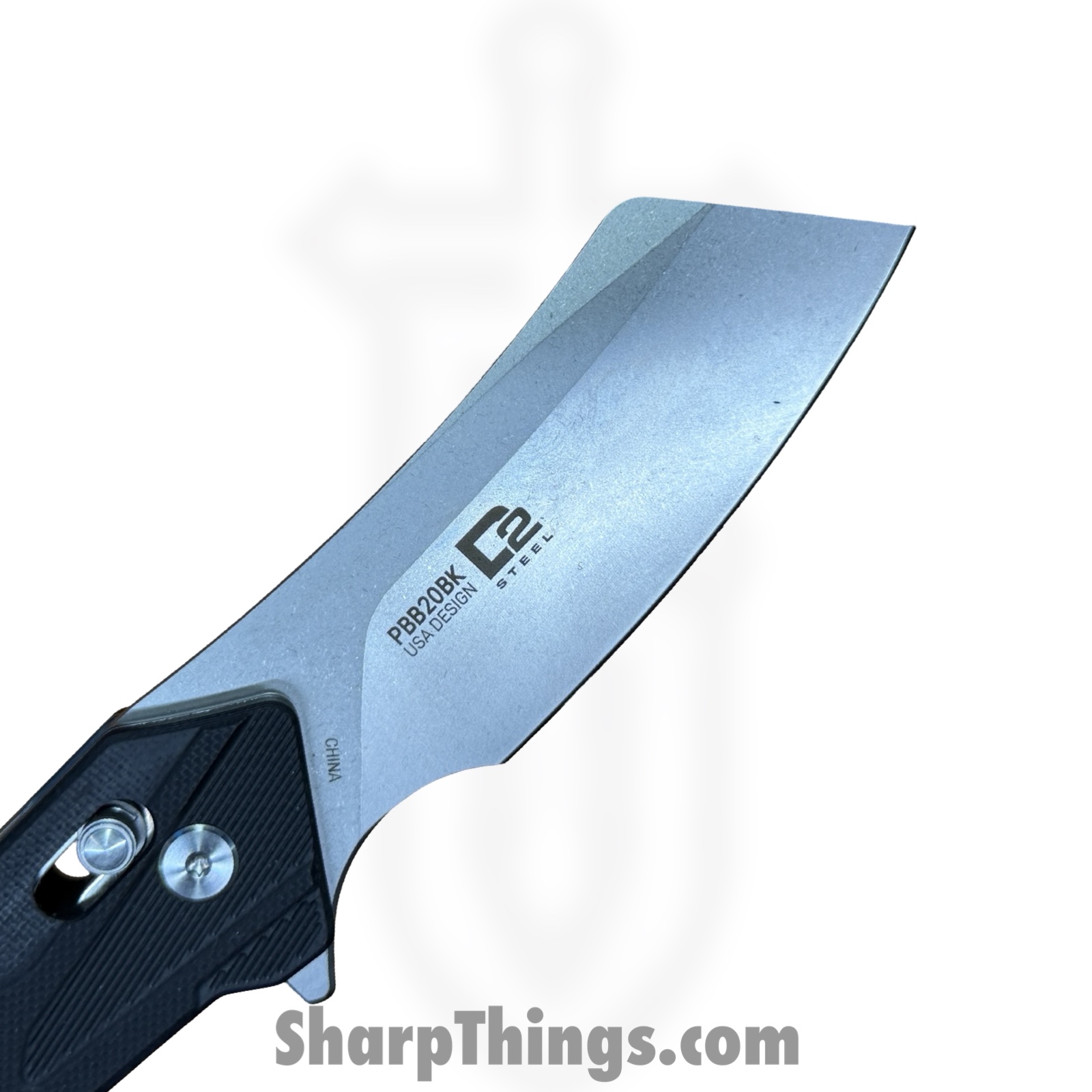 Buckshot Knives - PBB20BK - Model 20 - Folding Knife - D2 Stonewash Cleaver - G10 - Black - Image 8