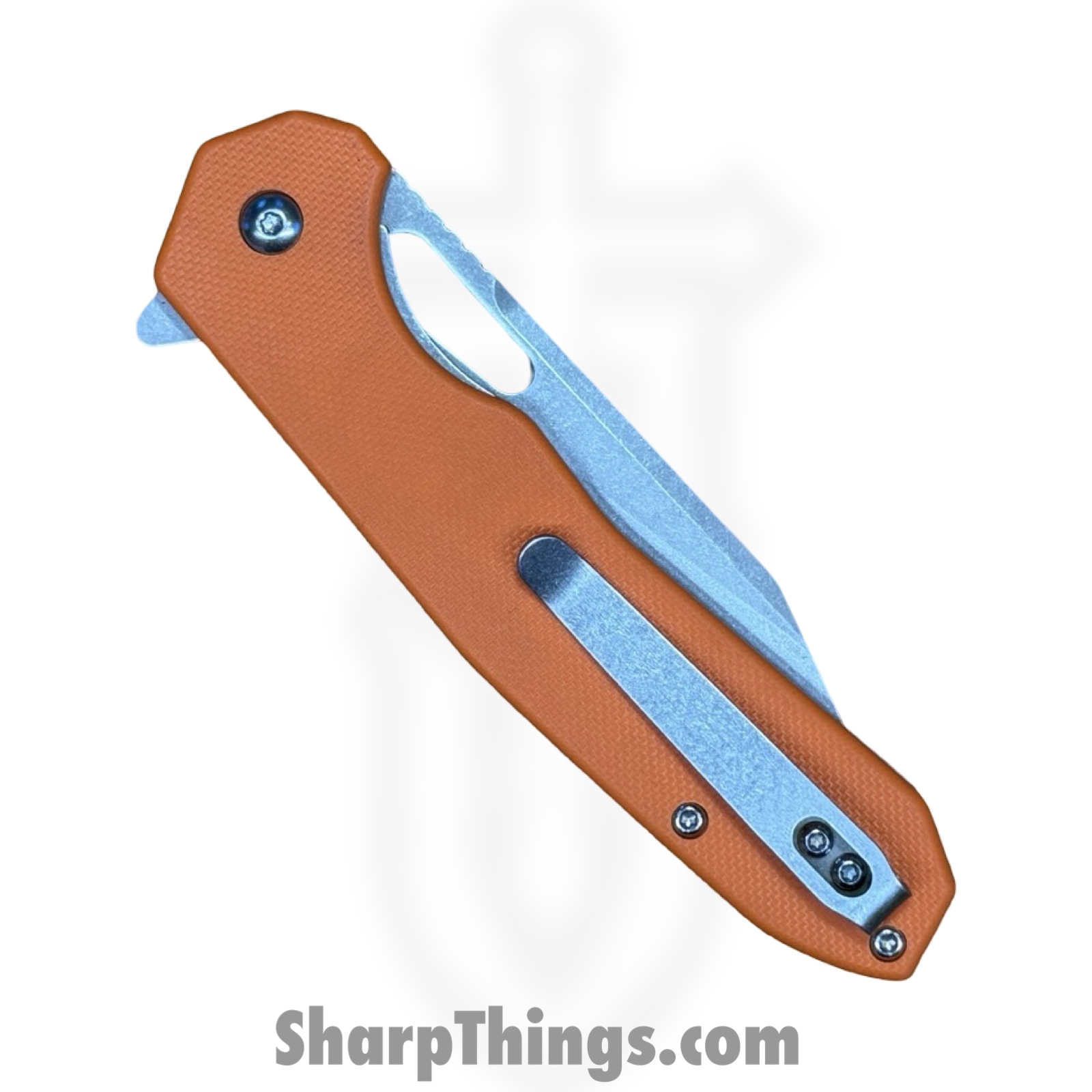 Buckshot Knives - PBB26OR - Model 26 - Folding Knife - D2 Stonewash Wharncliffe - G10 - Orange - Image 4