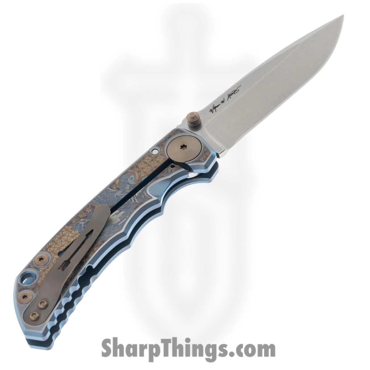 Spartan Blades - SF5ANGL - Harsey Custom - Folding Knife - CPM MagnaCut Stonewash Drop Point - Titanium - Angel - Image 2