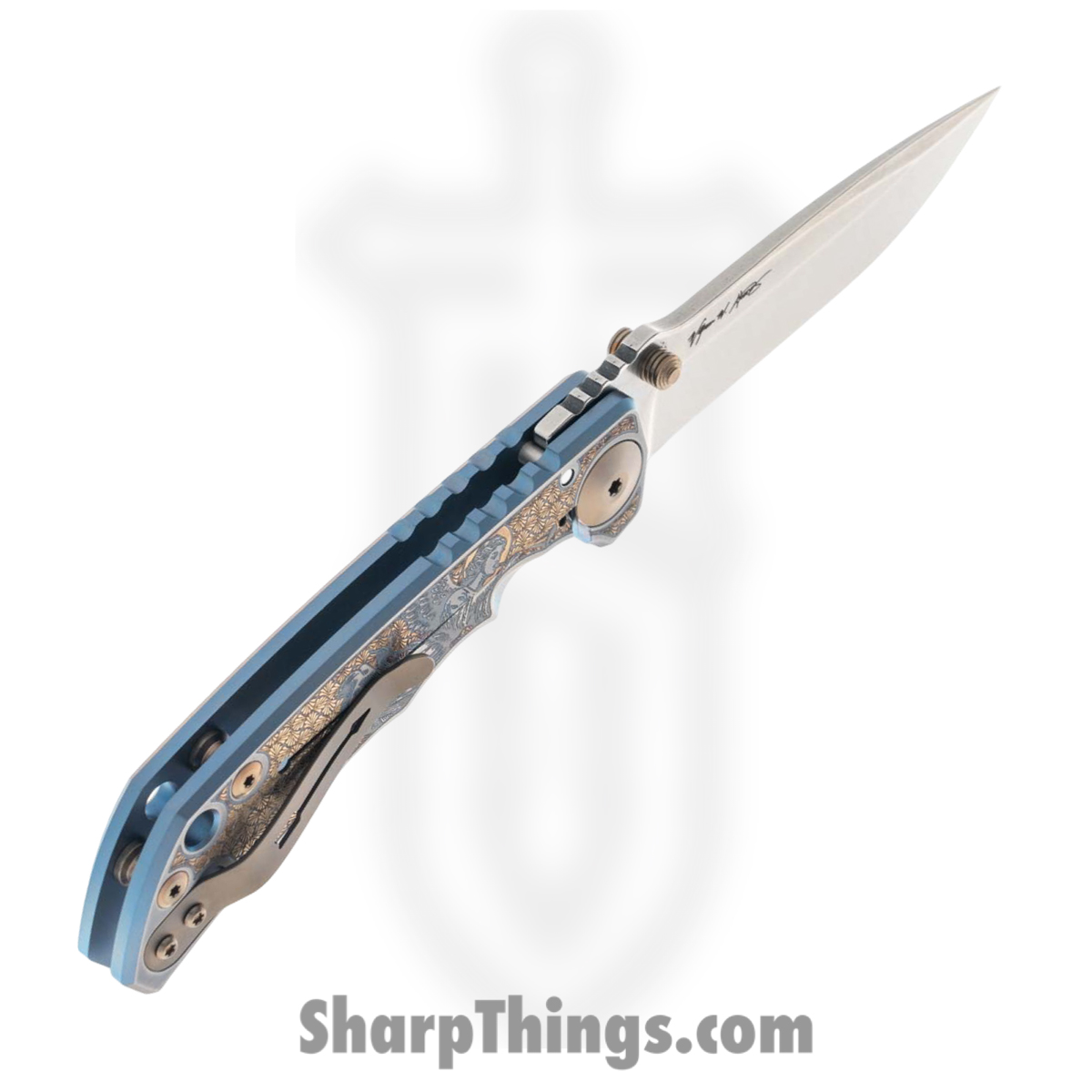 Spartan Blades - SF5ANGL - Harsey Custom - Folding Knife - CPM MagnaCut Stonewash Drop Point - Titanium - Angel - Image 3