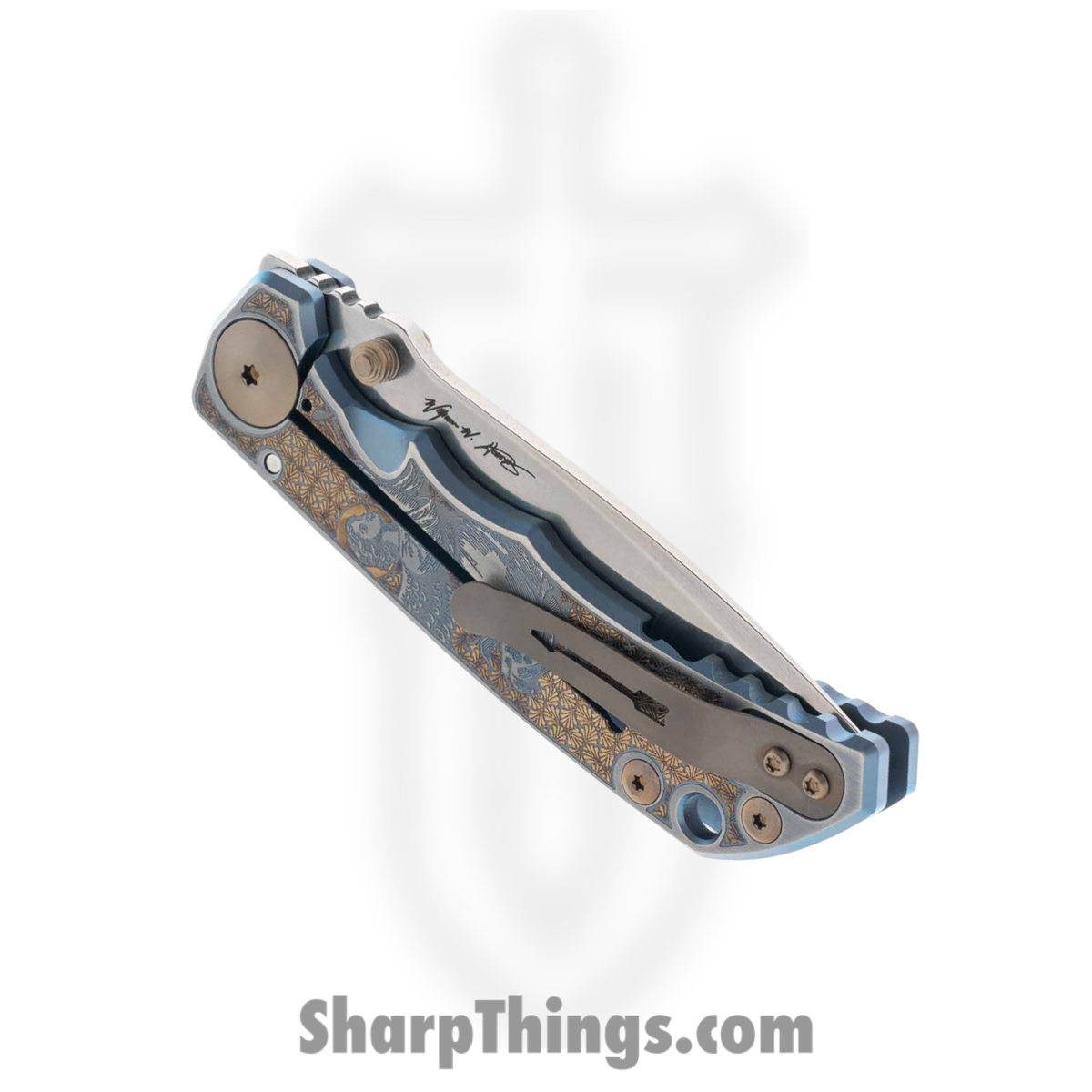 Spartan Blades - SF5ANGL - Harsey Custom - Folding Knife - CPM MagnaCut Stonewash Drop Point - Titanium - Angel - Image 5