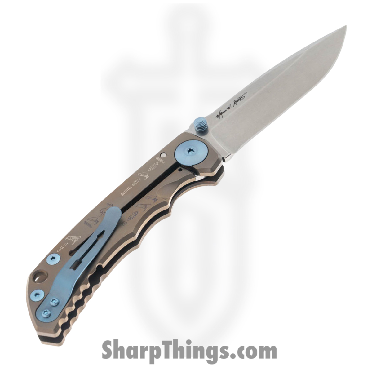 Spartan Blades - SF5KTUT - Harsey Custom - Folding Knife - CPM MagnaCut Stonewash Drop Point - "King Tuts Coffin" Titanium - King Tut - Image 2
