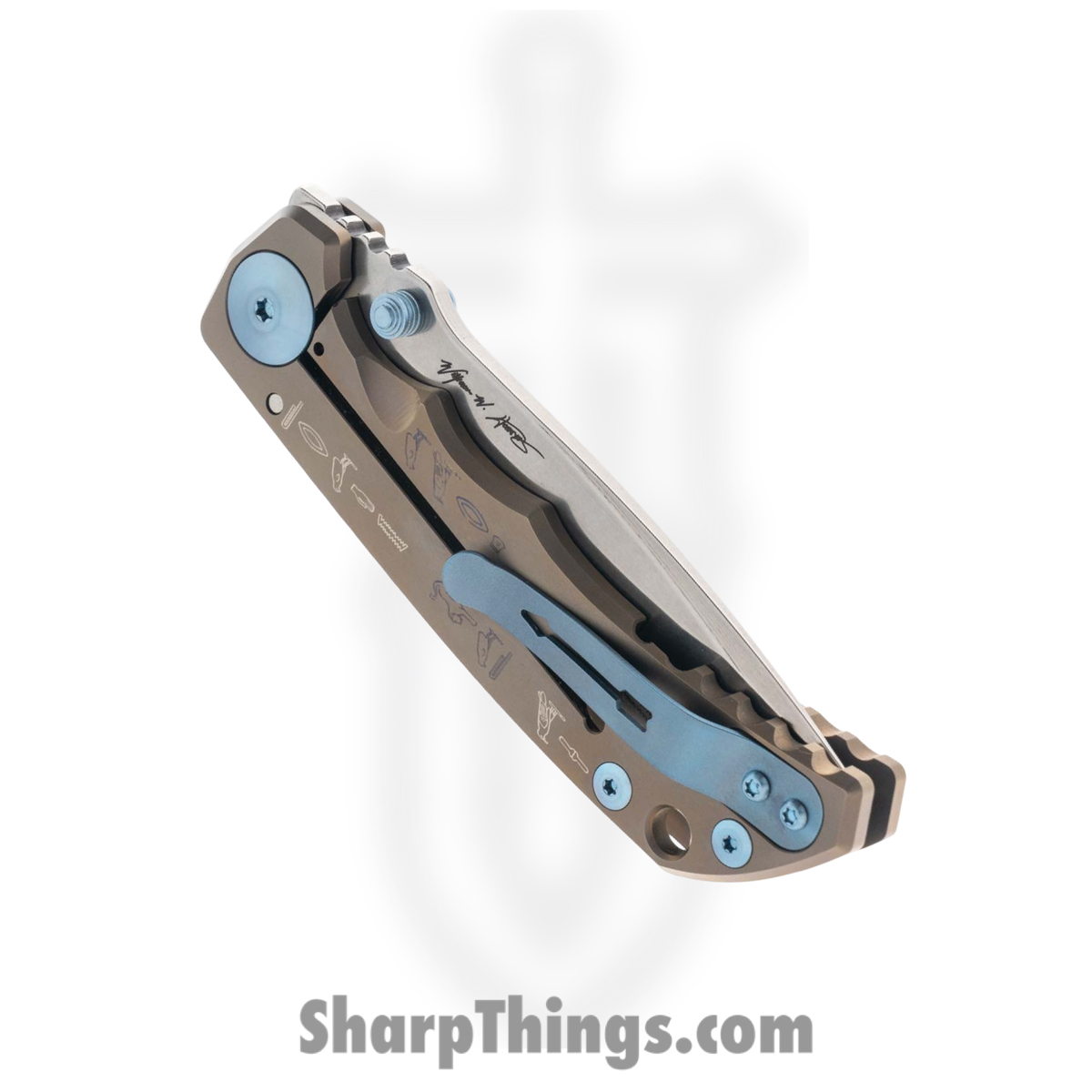 Spartan Blades - SF5KTUT - Harsey Custom - Folding Knife - CPM MagnaCut Stonewash Drop Point - "King Tuts Coffin" Titanium - King Tut - Image 5
