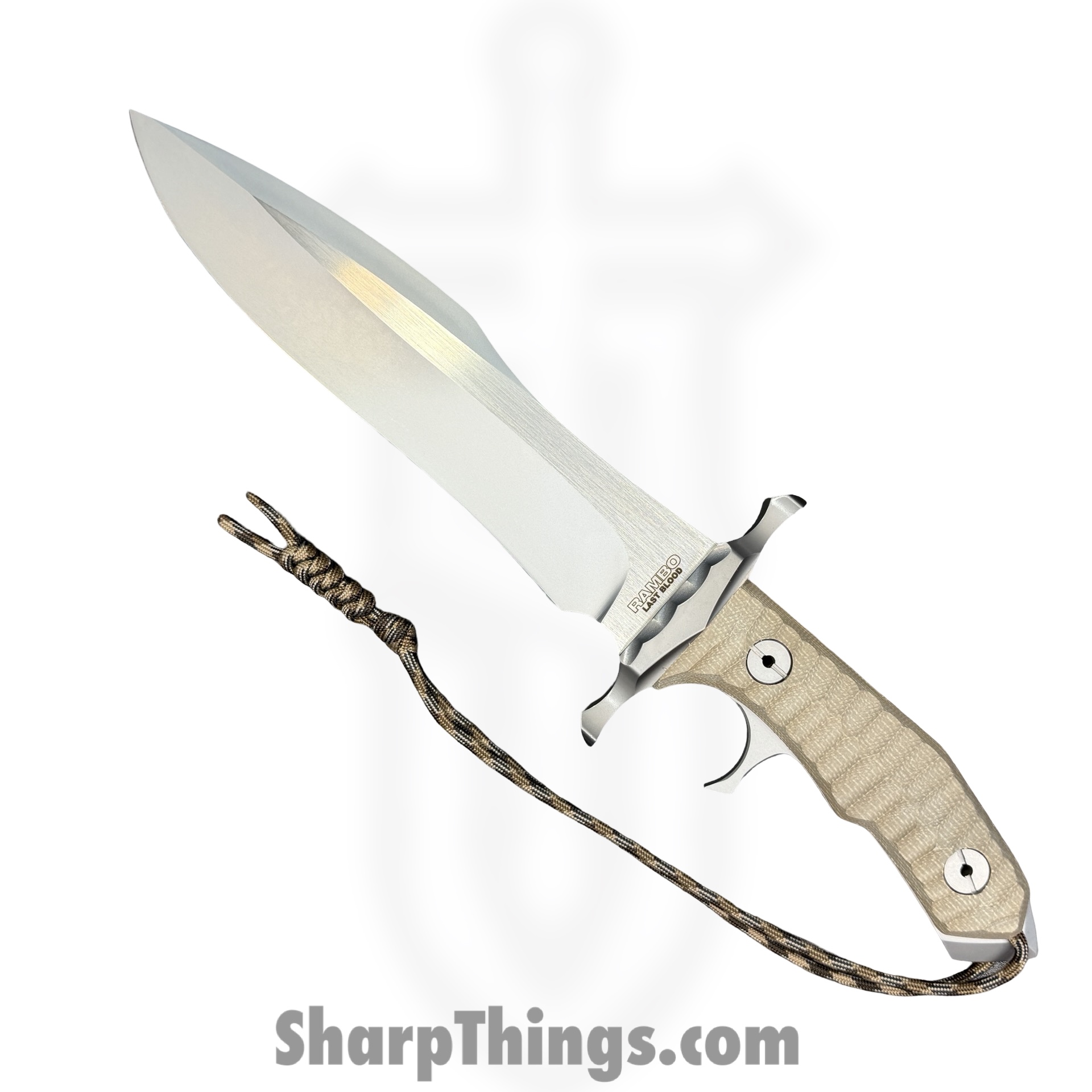 United Cutlery - UC3461 - Rambo Last Blood Heartstopper - Fixed Blade Knife - 7Cr17MoV Two Tone Bowie - Linen Micarta - Tan