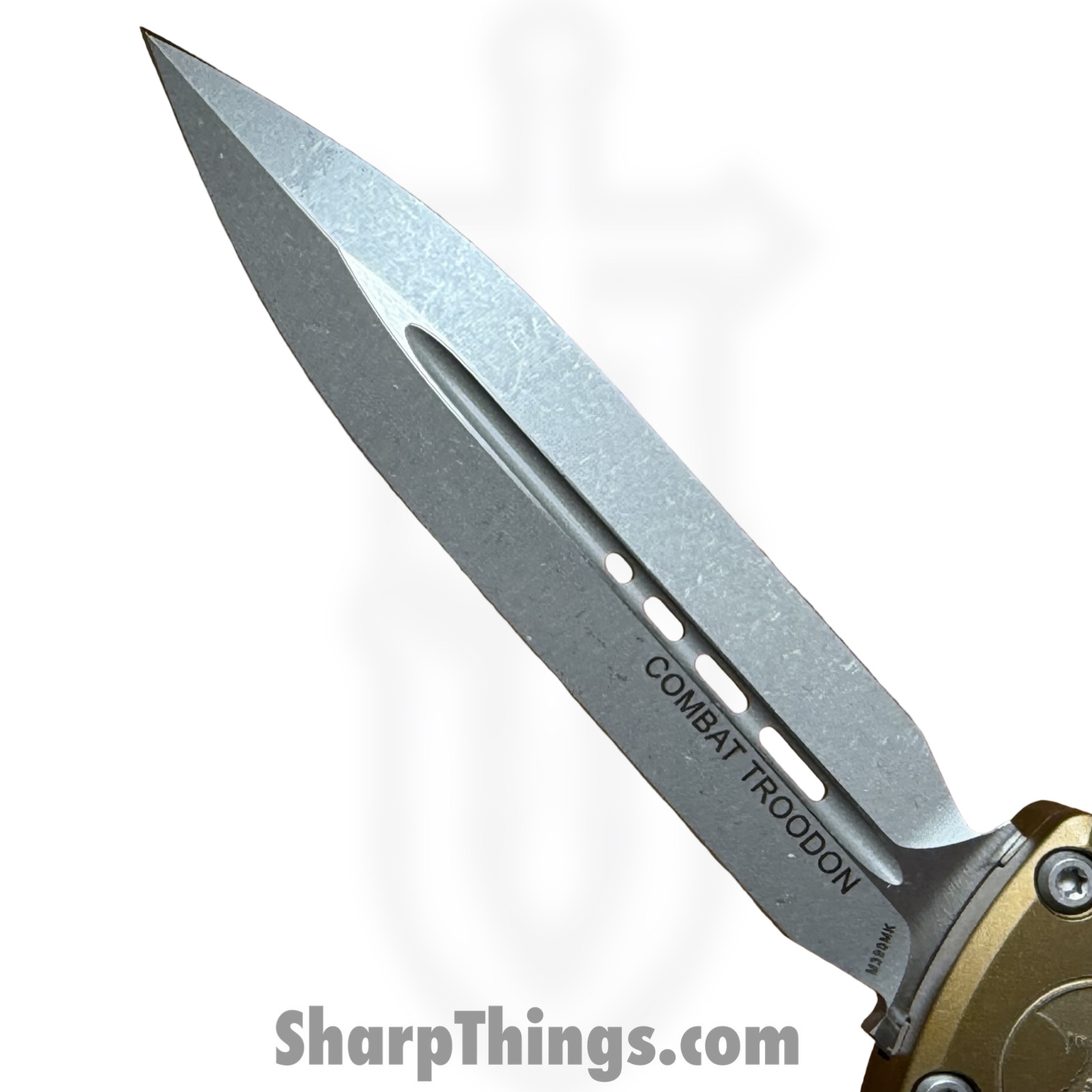 Microtech - 1142-10APTA - Combat Troodon Gen III - OTF Auto - M390MK Apocalyptic D/E - 6061-T6 Aluminum - Tan - Image 6