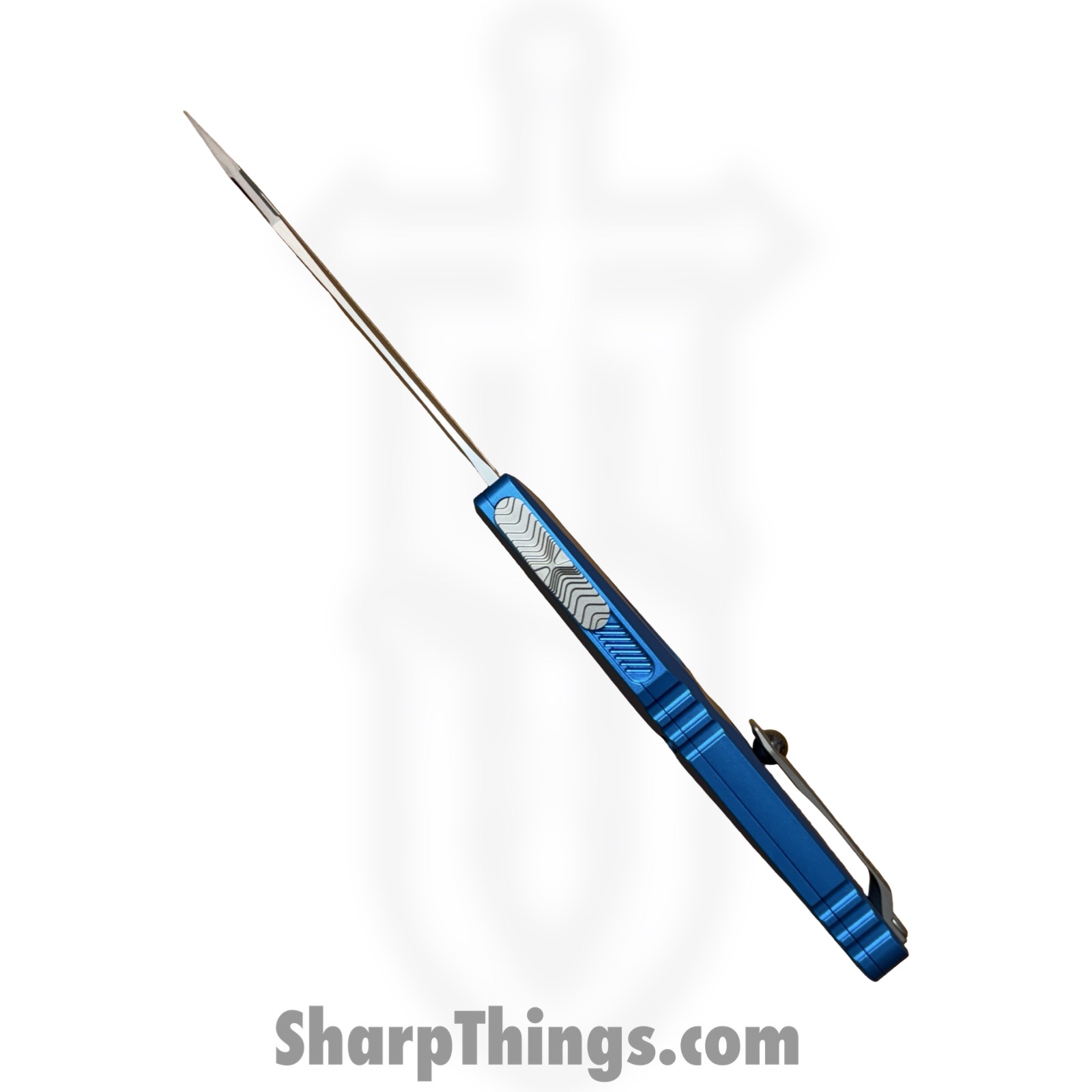Microtech - 1144-12BL - Combat Troodon Gen III - OTF Auto - M390MK Stonewash T/E F/S - 6061-T6 Aluminum - Blue - Image 8