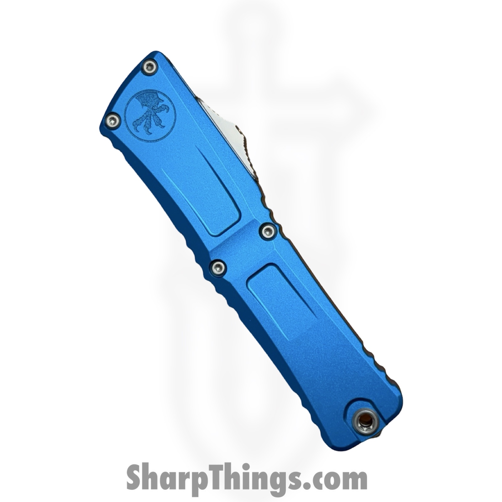 Microtech - 1144-12BL - Combat Troodon Gen III - OTF Auto - M390MK Stonewash T/E F/S - 6061-T6 Aluminum - Blue - Image 5