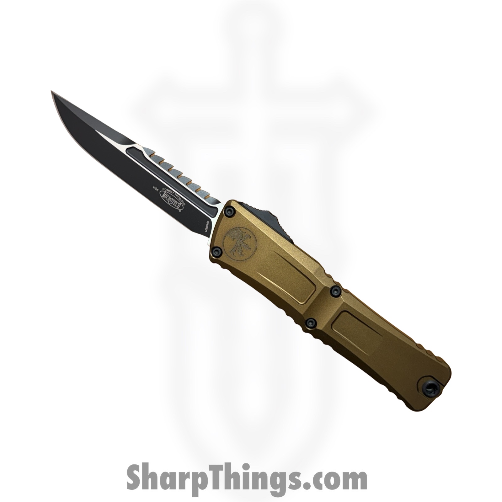 Microtech - 1217-1TAS - Combat Troodon Interceptor Gen III - OTF Auto - M390MK Coated Interceptor - 6061-T6 Aluminum - Tan