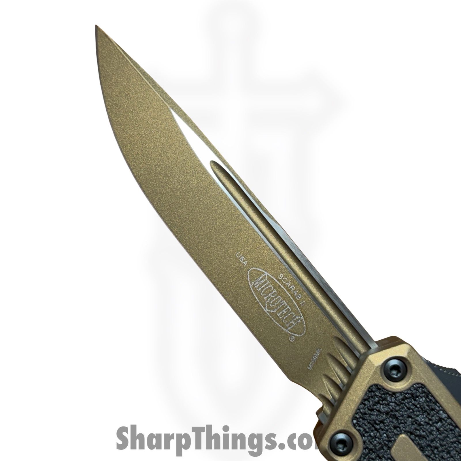 Microtech - 1217-1TAS - Combat Troodon Interceptor Gen III - OTF Auto - M390MK Coated Interceptor - 6061-T6 Aluminum - Tan - Image 6