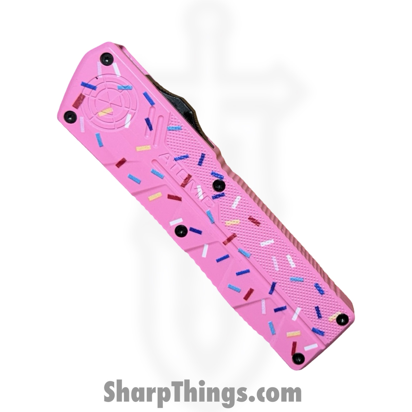 Atomic Knives - DT01SPD-DPSA - UltraLite ATOMIC - OTF Auto - D2 Satin Drop Point - Aluminum - Pk Donut - Image 5