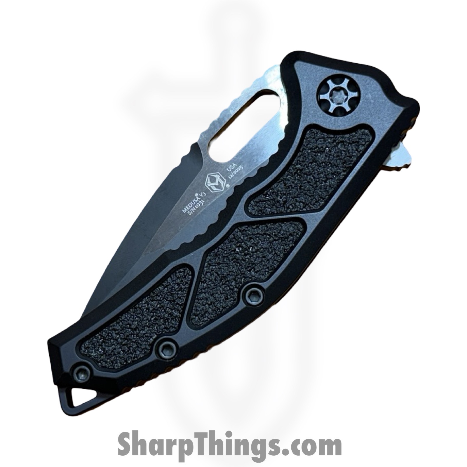 Heretic Knives - H010-6A-T - Medusa Manual - Folding Knife - CPM MagnaCut DLC Recurve - Aluminum - Black - Image 8