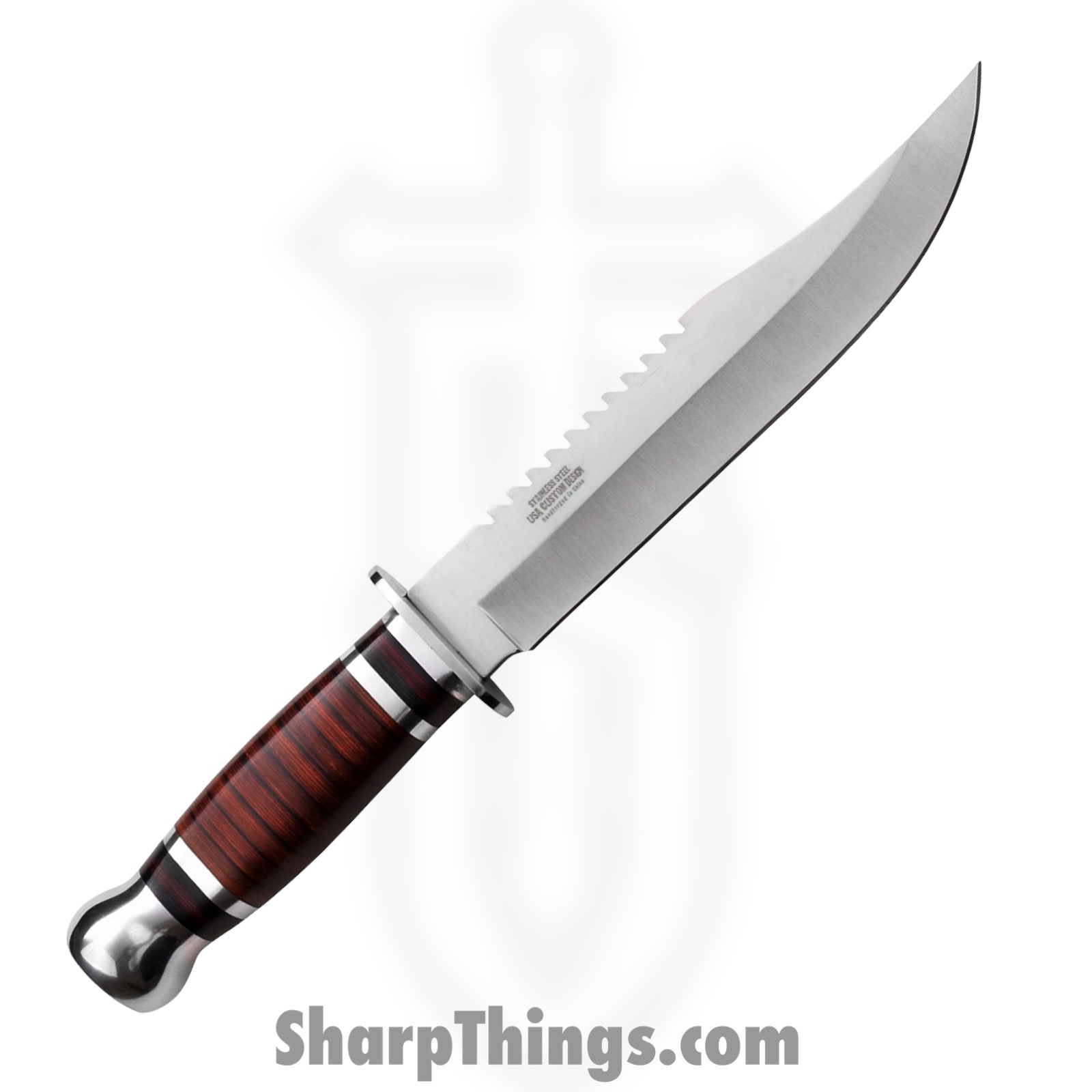 VOC - HK-782L - Survivor Fixed Blade Knife - Fixed Blade Knife - Stainless Steel Satin Clip Point - Leather - Black - Image 2
