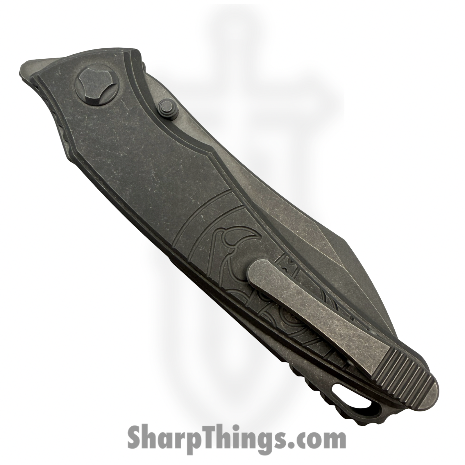 Hawk Knife Designs - HKD-TALON-TI - G&G Hawk Talon - Folding Knife - M390 Acid Wash Wharncliffe - Titanium - Stonewash - Image 5