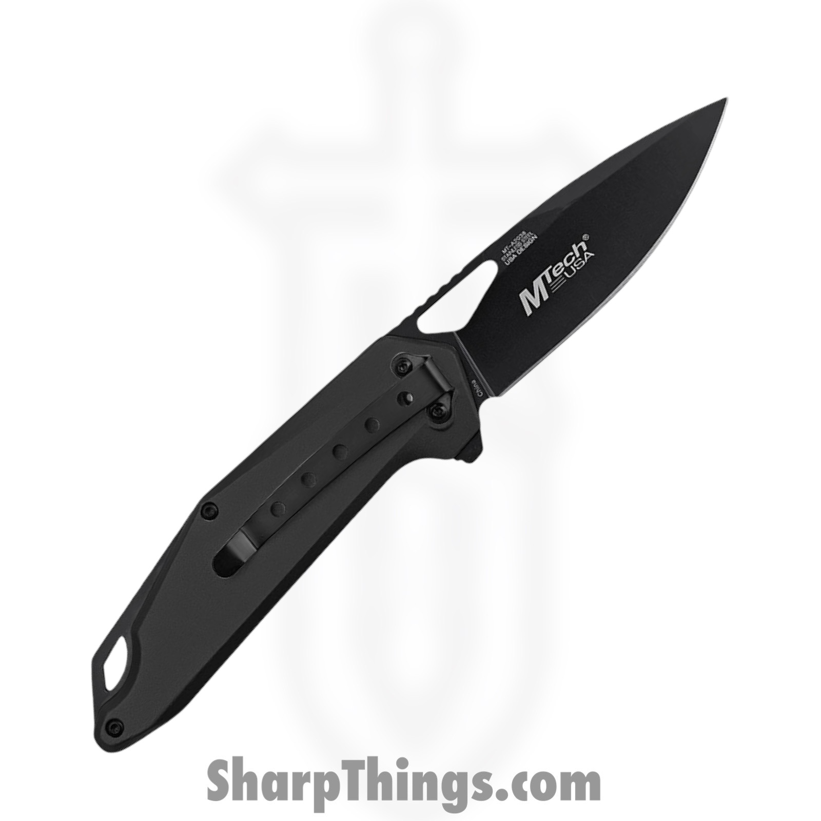 MTech - MT-A2038BK - Spring Assisted Folding Knife - Assisted Open Knife - Stainless Steel Satin Drop Point - Aluminum - Black - Image 2