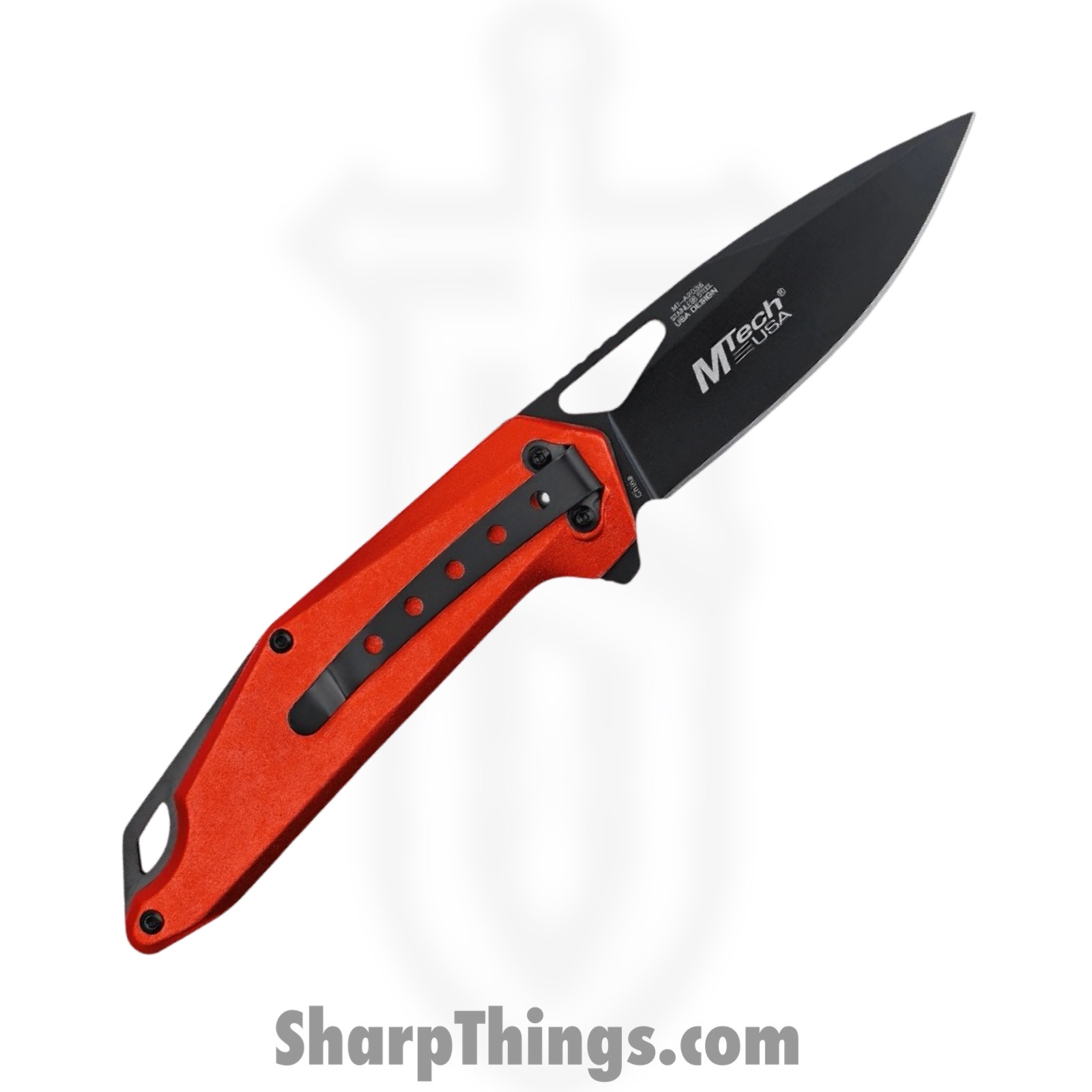 MTech - MT-A2038RD - Spring Assisted Folding Knife - Assisted Open Knife - Stainless Steel Satin Drop Point - Aluminum - Red - Image 2