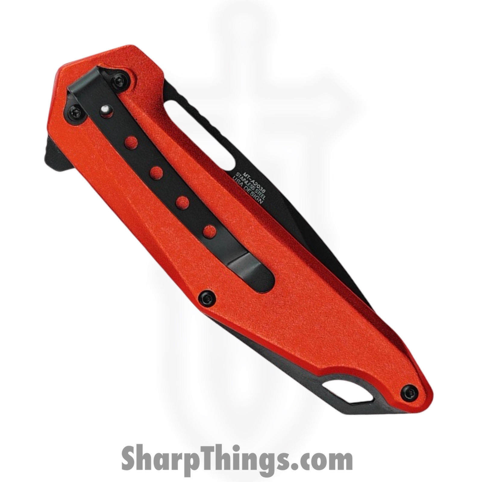 MTech - MT-A2038RD - Spring Assisted Folding Knife - Assisted Open Knife - Stainless Steel Satin Drop Point - Aluminum - Red - Image 4