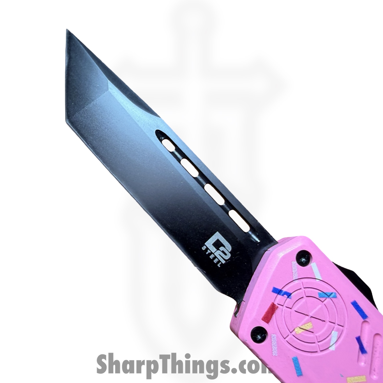 Atomic Knives - DT01SPD-TNBK - UltraLite ATOMIC - OTF Auto - D2 Coated Tanto - Aluminum - Pk Donut - Image 7