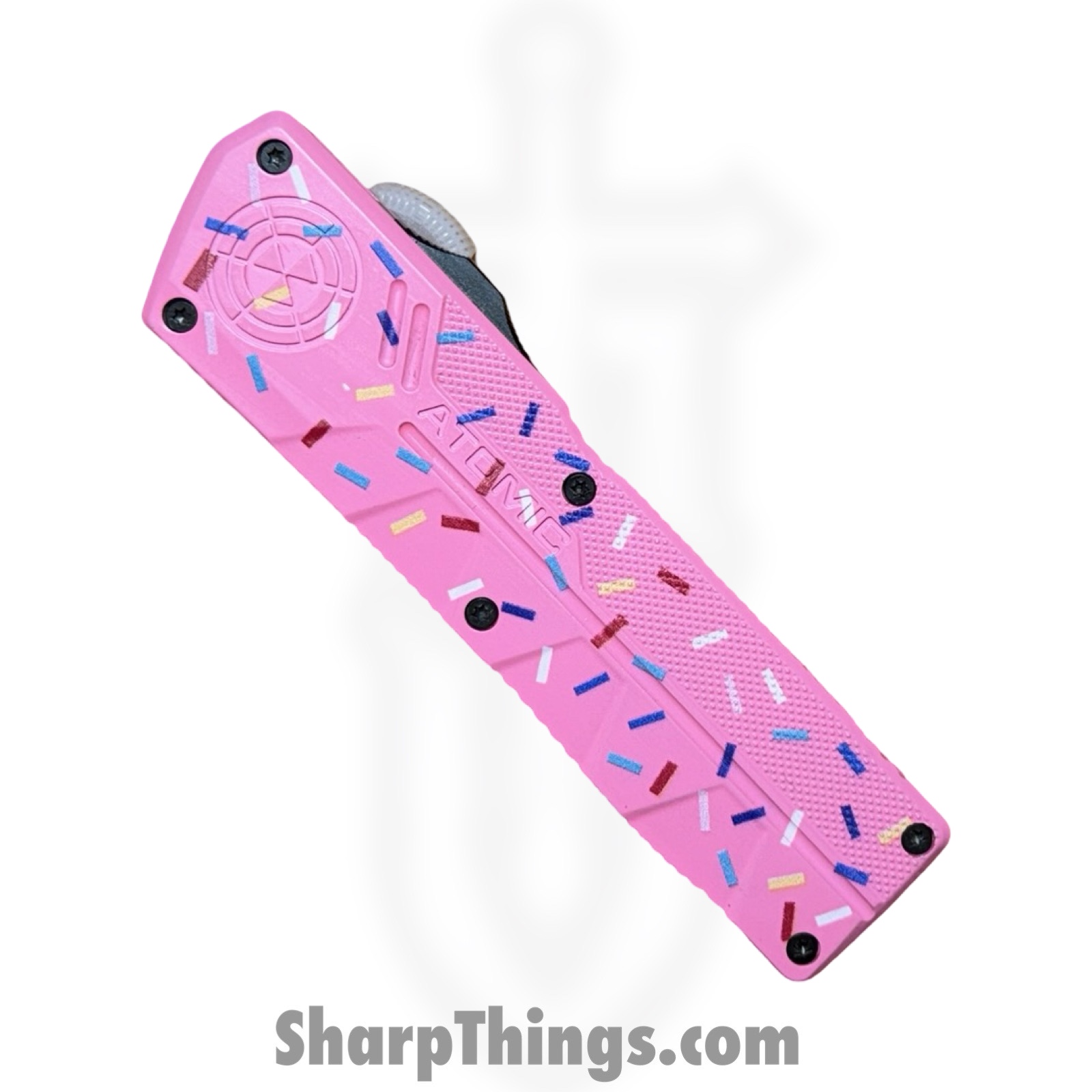 Atomic Knives - DT01SPD-TNBK - UltraLite ATOMIC - OTF Auto - D2 Coated Tanto - Aluminum - Pk Donut - Image 6