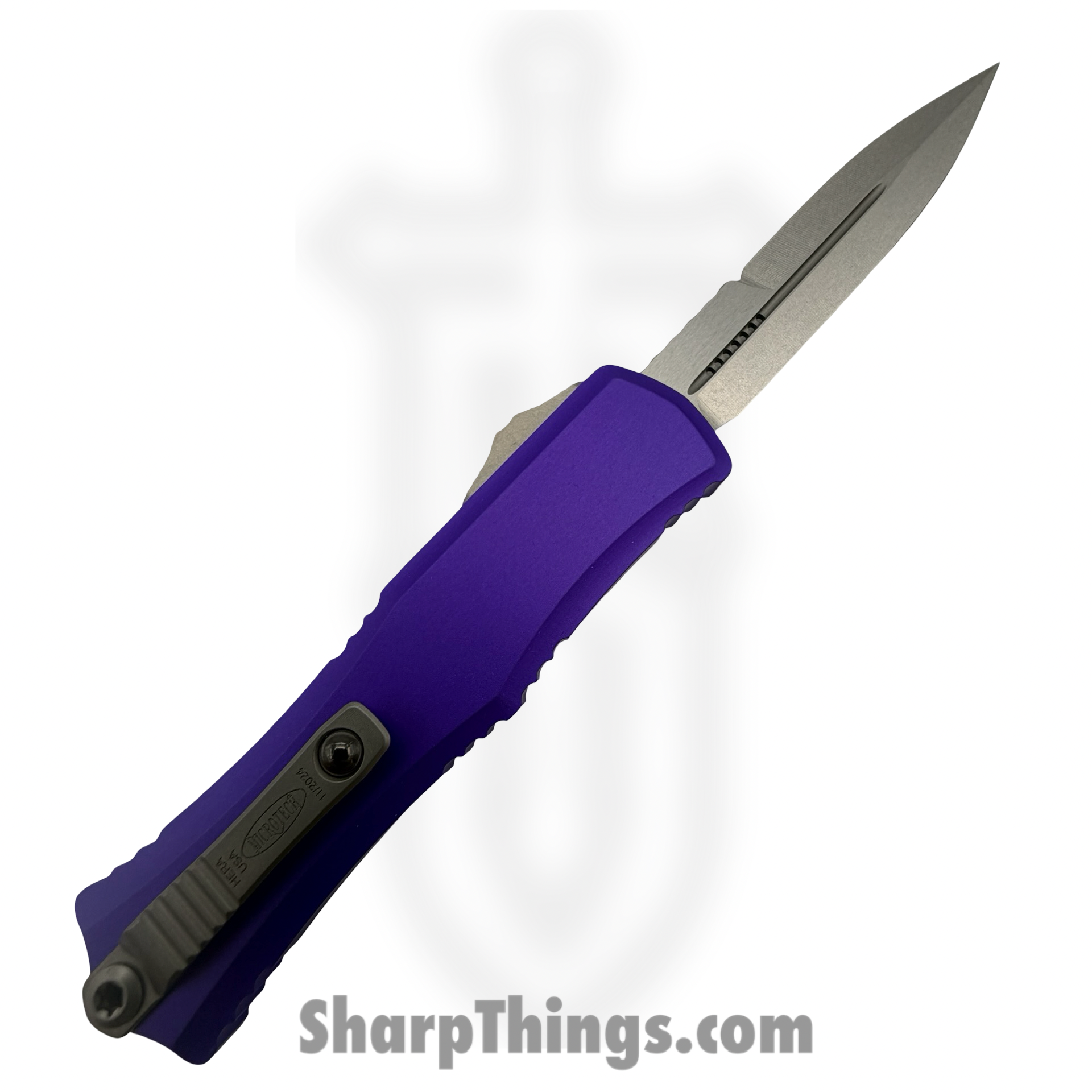 Microtech - 1701M-10PU - Hera II Mini - OTF Auto - M390 Stonewash Drop Point - Aluminum - Purple - Image 2