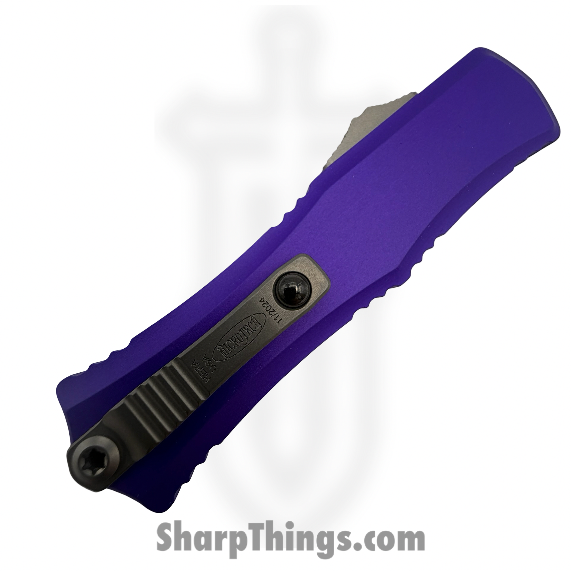 Microtech - 1701M-10PU - Hera II Mini - OTF Auto - M390 Stonewash Drop Point - Aluminum - Purple - Image 4