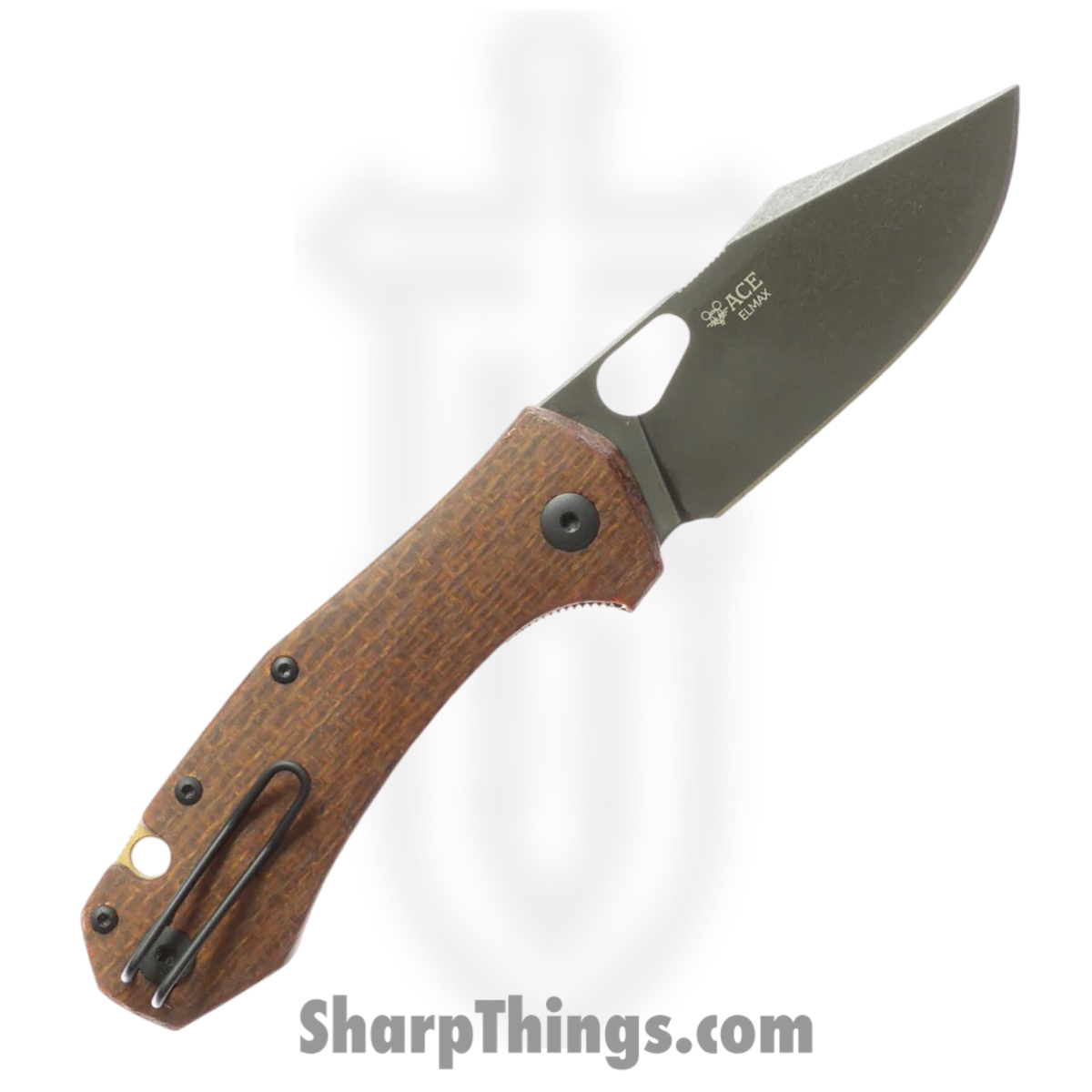 GiantMouse - ATELIER-BURLAP-MICARTA - Ace Atelier - Folding Knife - ELMAX Coated Clip Point - Burlap Micarta - Brown - Image 2