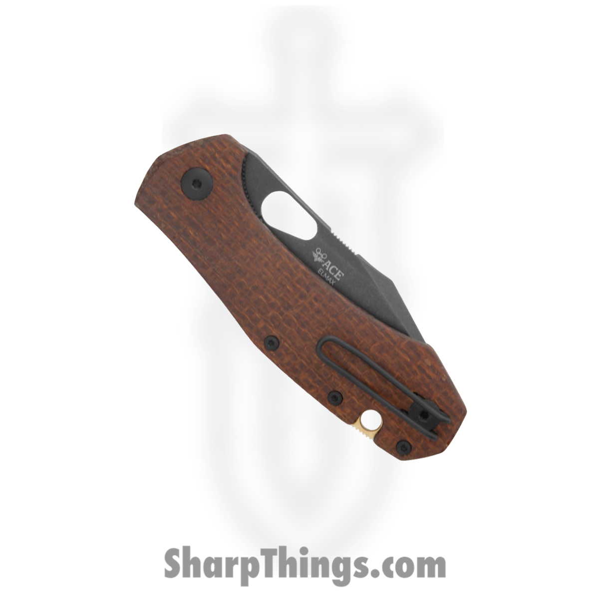 GiantMouse - ATELIER-BURLAP-MICARTA - Ace Atelier - Folding Knife - ELMAX Coated Clip Point - Burlap Micarta - Brown - Image 3