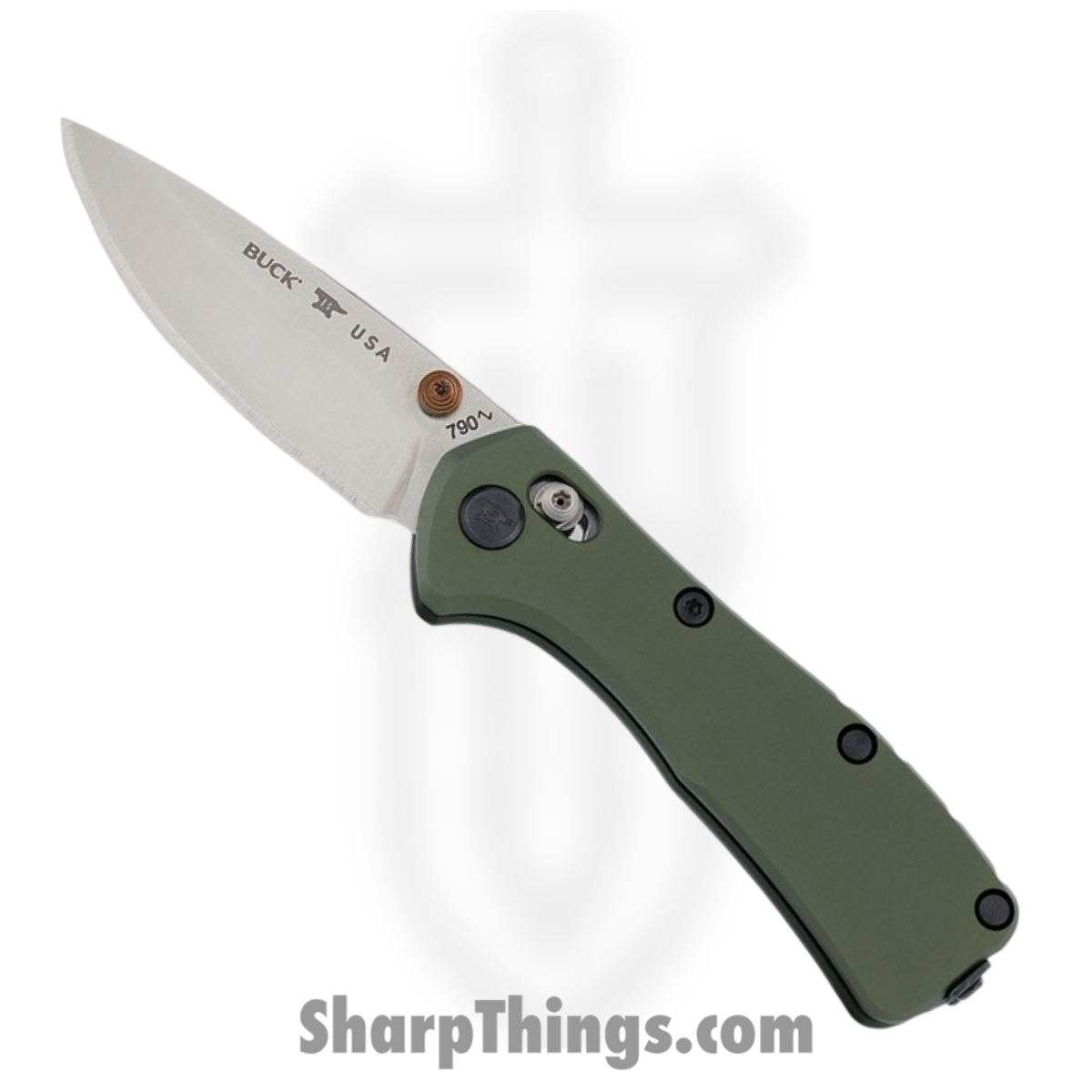 Buck - BU790GRS - Mini Range Elite - Folding Knife - CPM MagnaCut Satin Drop Point - Aluminum - Green
