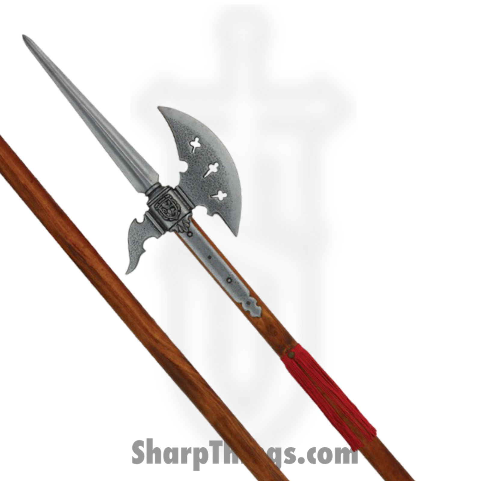 Denix - DX637 - 15th Century Swiss Halberd - OTF Auto - Metal Hammered Axe - Wood - Brown - Image 2