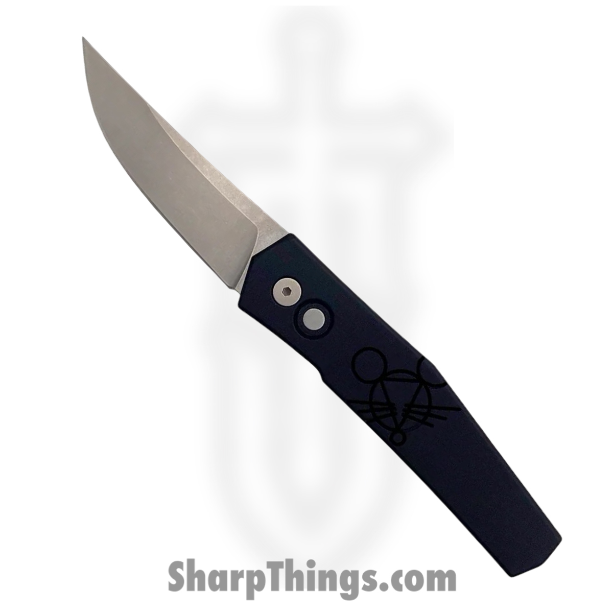 GiantMouse - ELMER-BLACK - Ace Elmer - Automatic Knife - CPM MagnaCut Stonewash Clip Point - Aluminum - Black