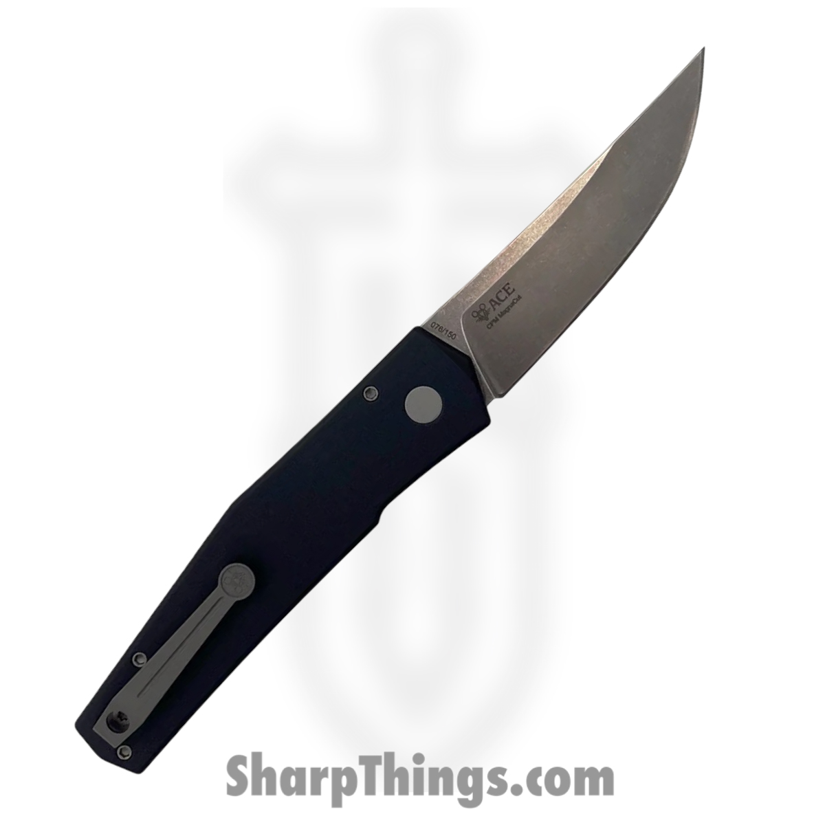 GiantMouse - ELMER-BLACK - Ace Elmer - Automatic Knife - CPM MagnaCut Stonewash Clip Point - Aluminum - Black - Image 2