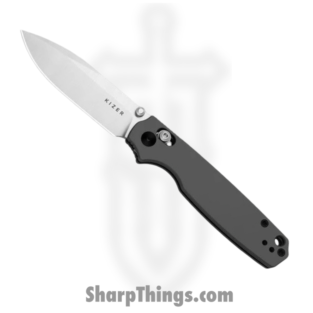 Kizer Cutlery - KIV3789A2 - Pokiman CD - Folding Knife - AEB-L Satin Drop Point - Aluminum - Gray