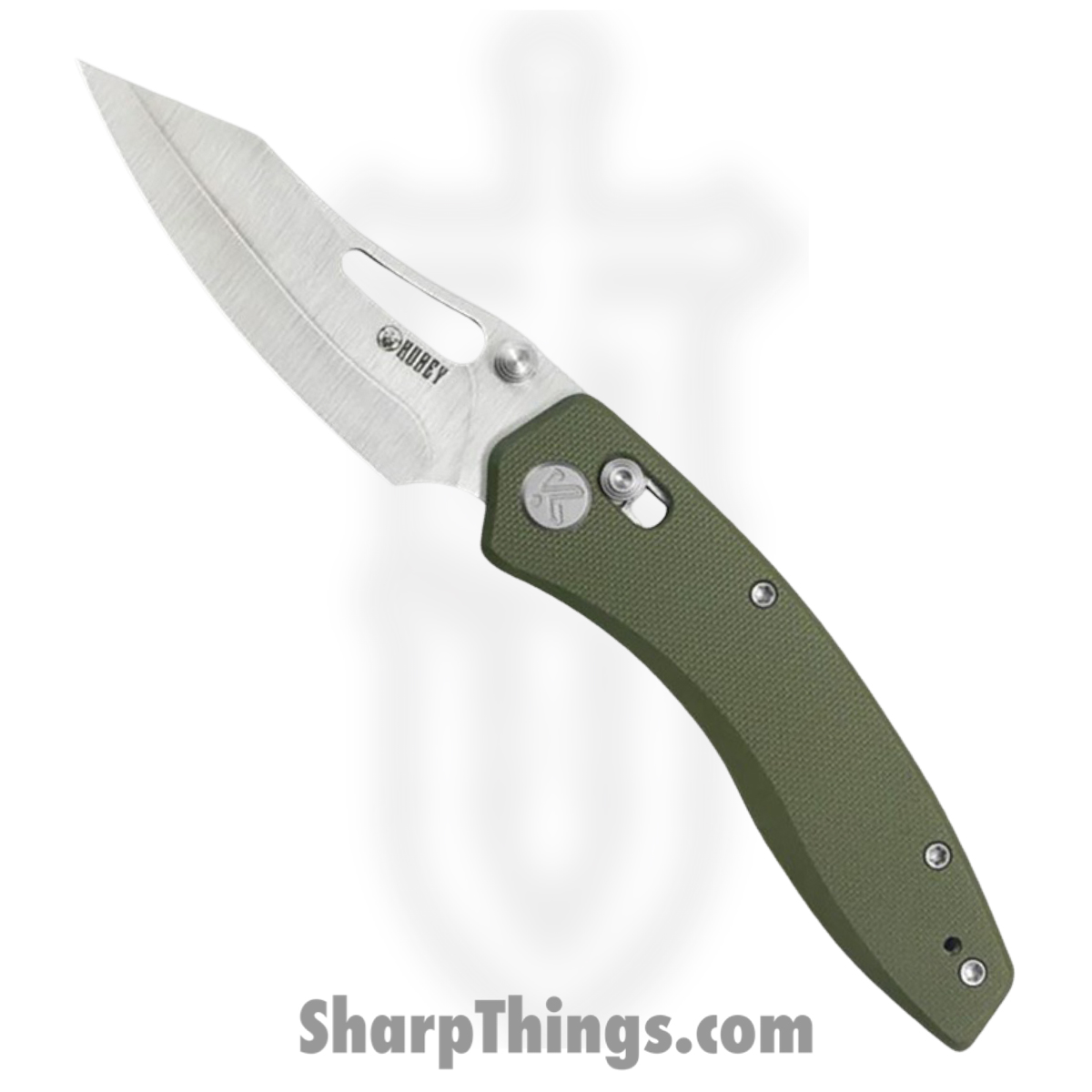 Kubey - KUB421C - Caiman - Folding Knife - San Mai M2 Satin Clip Point - G10 - OD Green