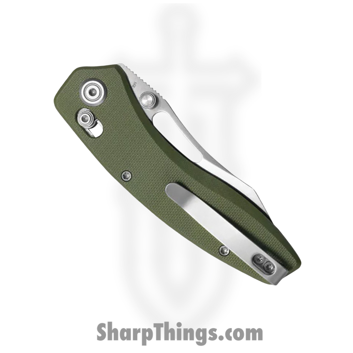 Kubey - KUB421C - Caiman - Folding Knife - San Mai M2 Satin Clip Point - G10 - OD Green - Image 2