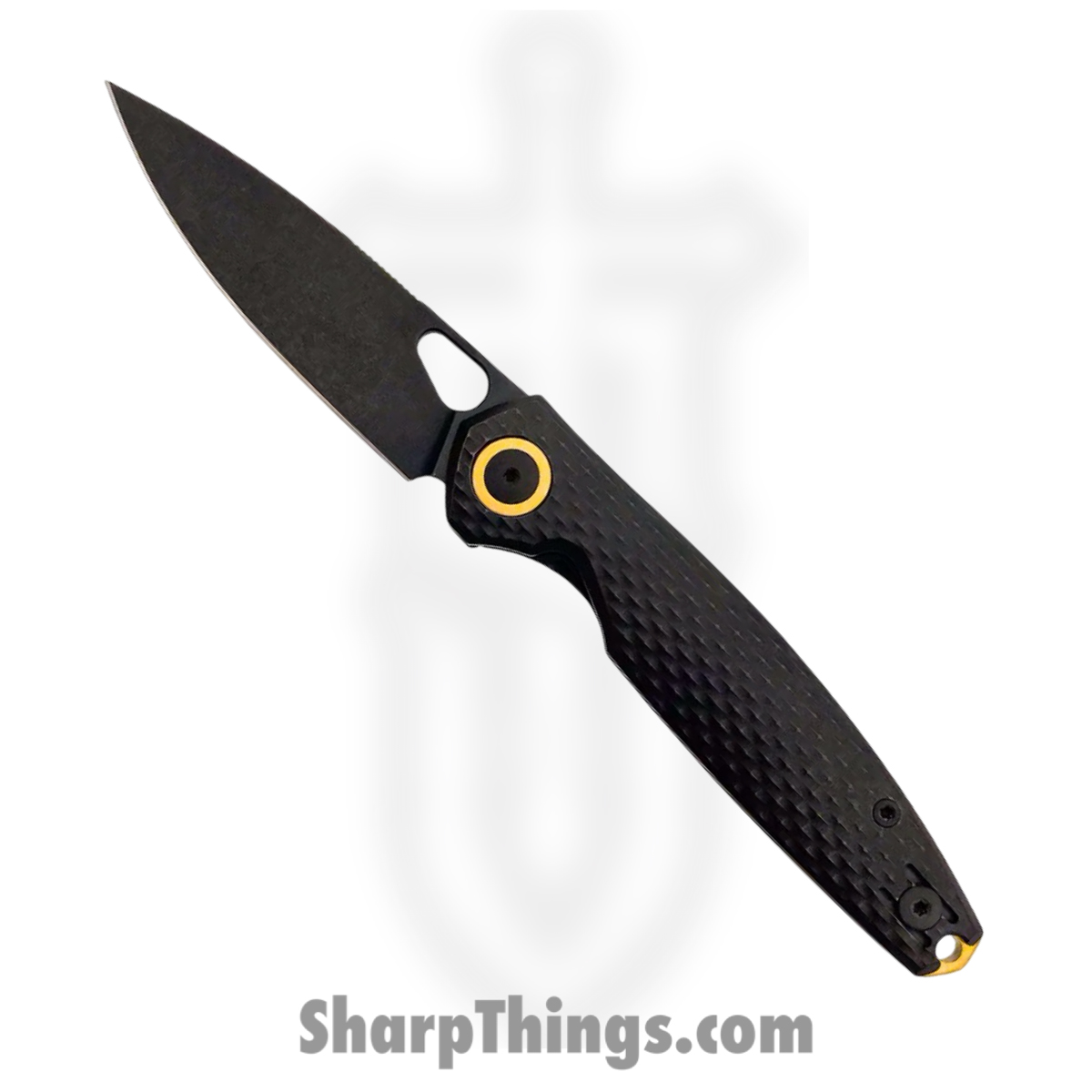 GiantMouse - REO-TITANIUM-BLACKOUT - Ace Reo - Folding Knife - CPM MagnaCut Coated Clip Point - Titanium Brass - Black