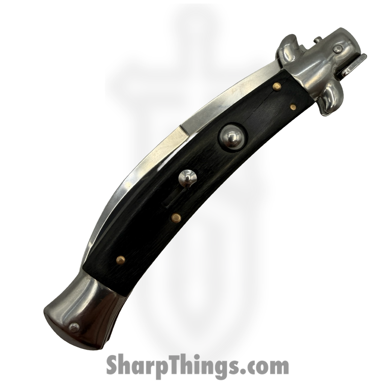 Steel River Knives - sbbol9RAPBW - Arrivato 9in Stilleto - Automatic Knife - 440C SS Satin Bayonet - African Blackwood - Blue - Image 2
