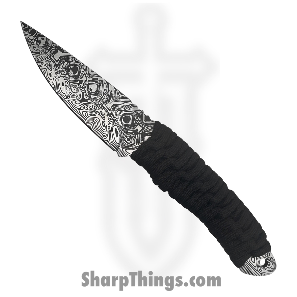 Takumitak - TKF101BK-CS - Nighthawk - Fixed Blade Knife - 3Cr13 SS Acid Etched Drop Point - Paracord Wrapped - Black