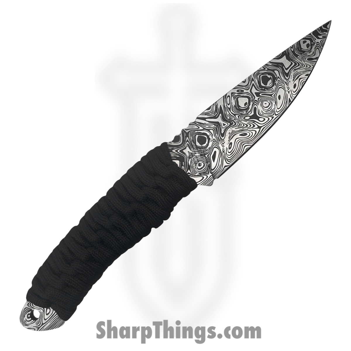 Takumitak - TKF101BK-CS - Nighthawk - Fixed Blade Knife - 3Cr13 SS Acid Etched Drop Point - Paracord Wrapped - Black - Image 2