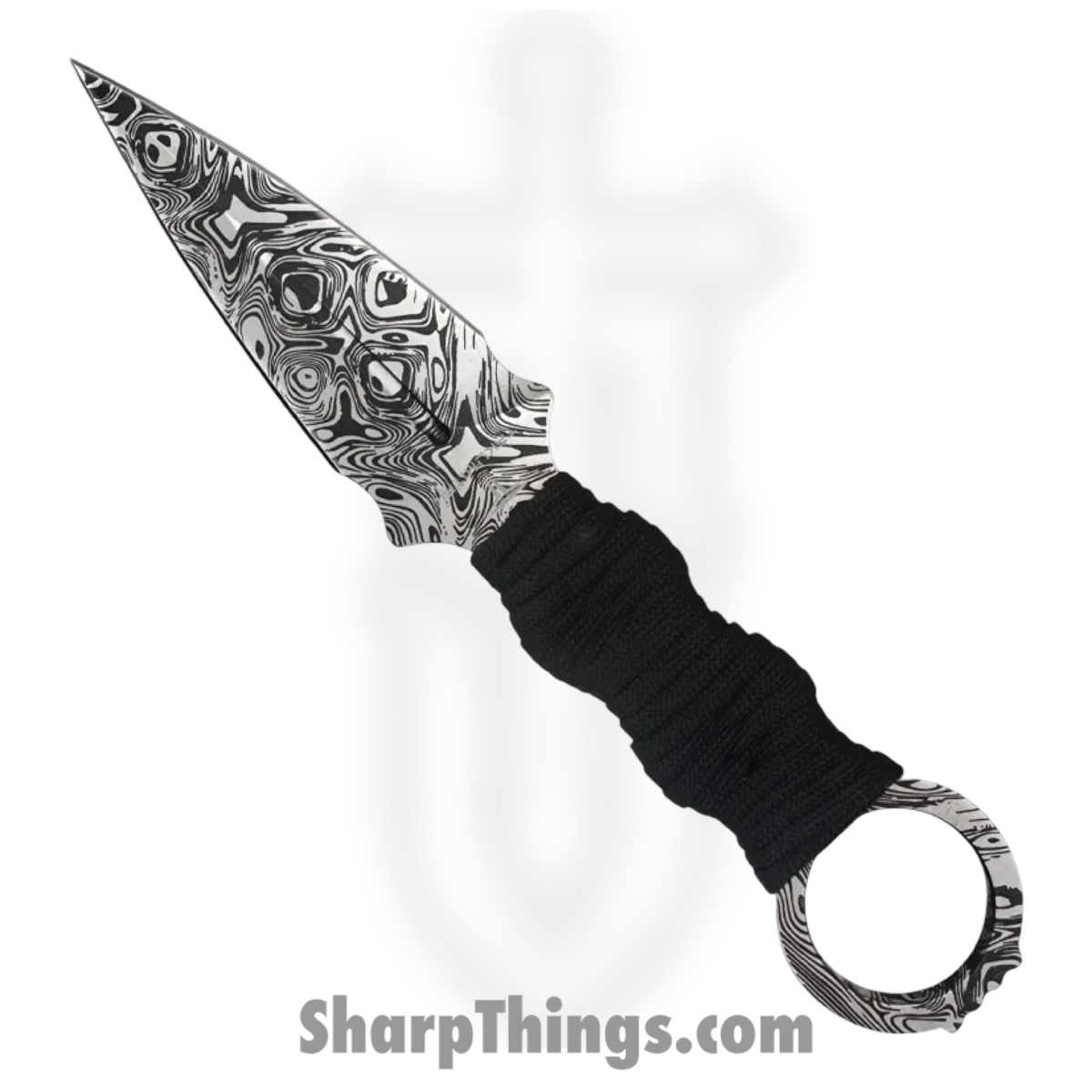 Takumitak - TKF102BK-CS - Defender - Fixed Blade Knife - 3Cr13 SS Acid Etched Spear Point - Paracord Wrapped - Black