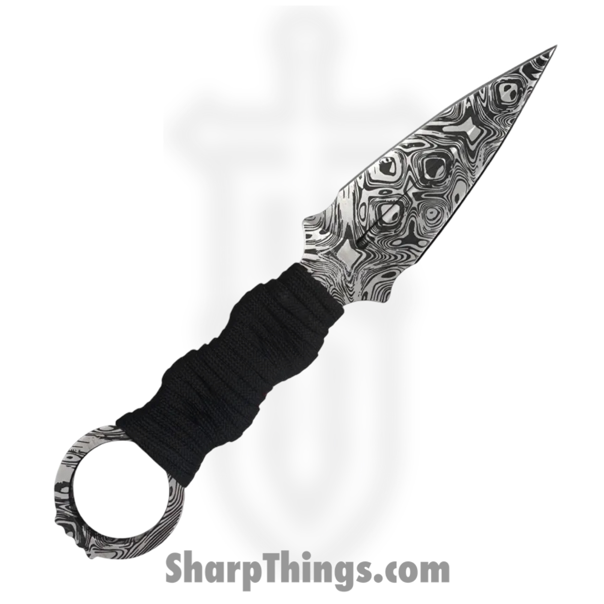 Takumitak - TKF102BK-CS - Defender - Fixed Blade Knife - 3Cr13 SS Acid Etched Spear Point - Paracord Wrapped - Black - Image 2
