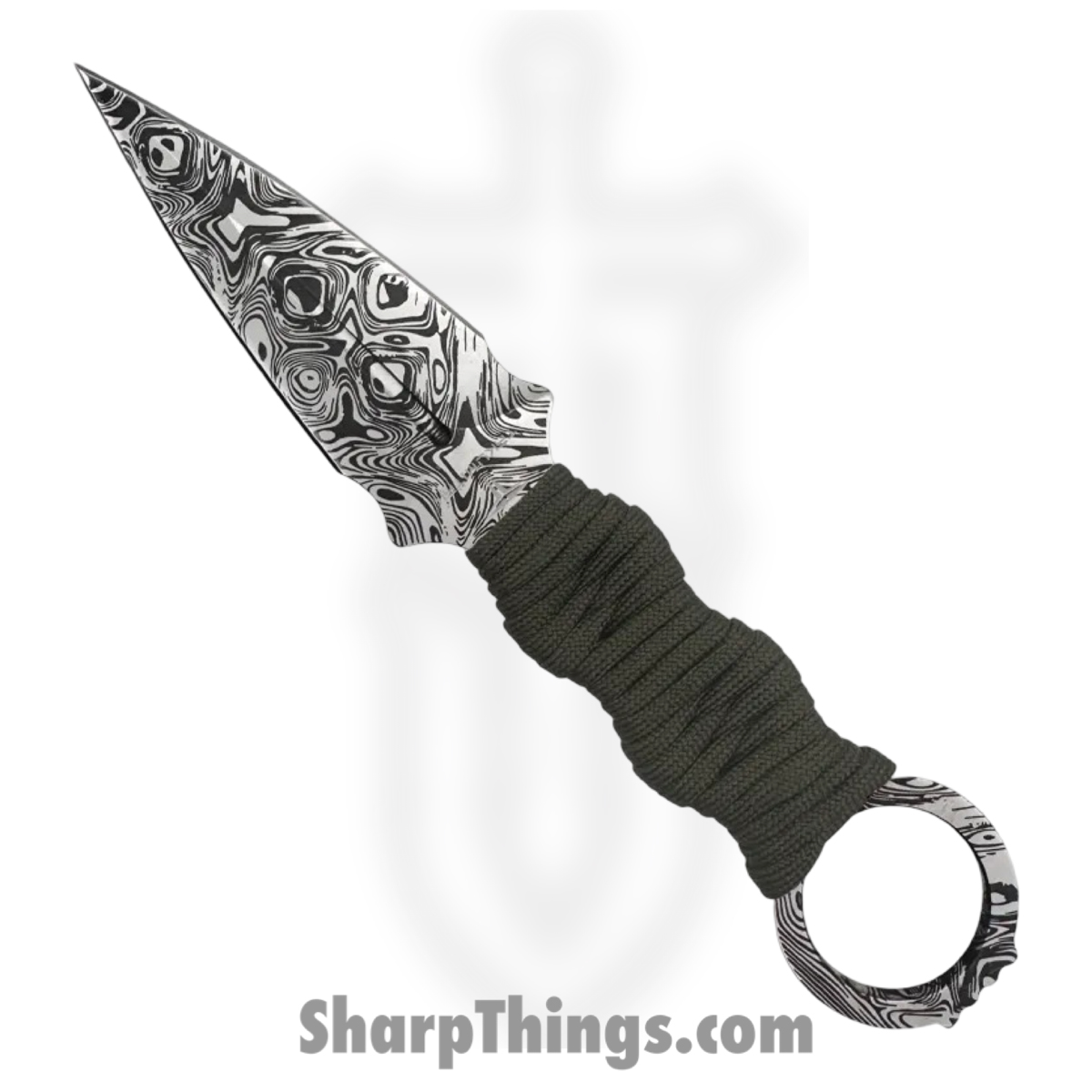 Takumitak - TKF102GN-CS - Defender - Fixed Blade Knife - 3Cr13 SS Acid Etched Spear Point - Paracord Wrapped - OD Green