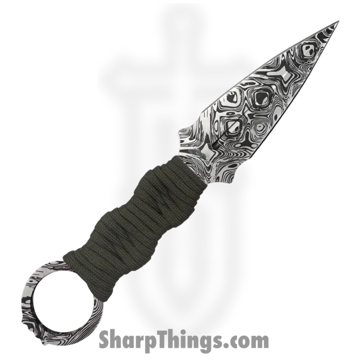 Takumitak - TKF102GN-CS - Defender - Fixed Blade Knife - 3Cr13 SS Acid Etched Spear Point - Paracord Wrapped - OD Green - Image 2