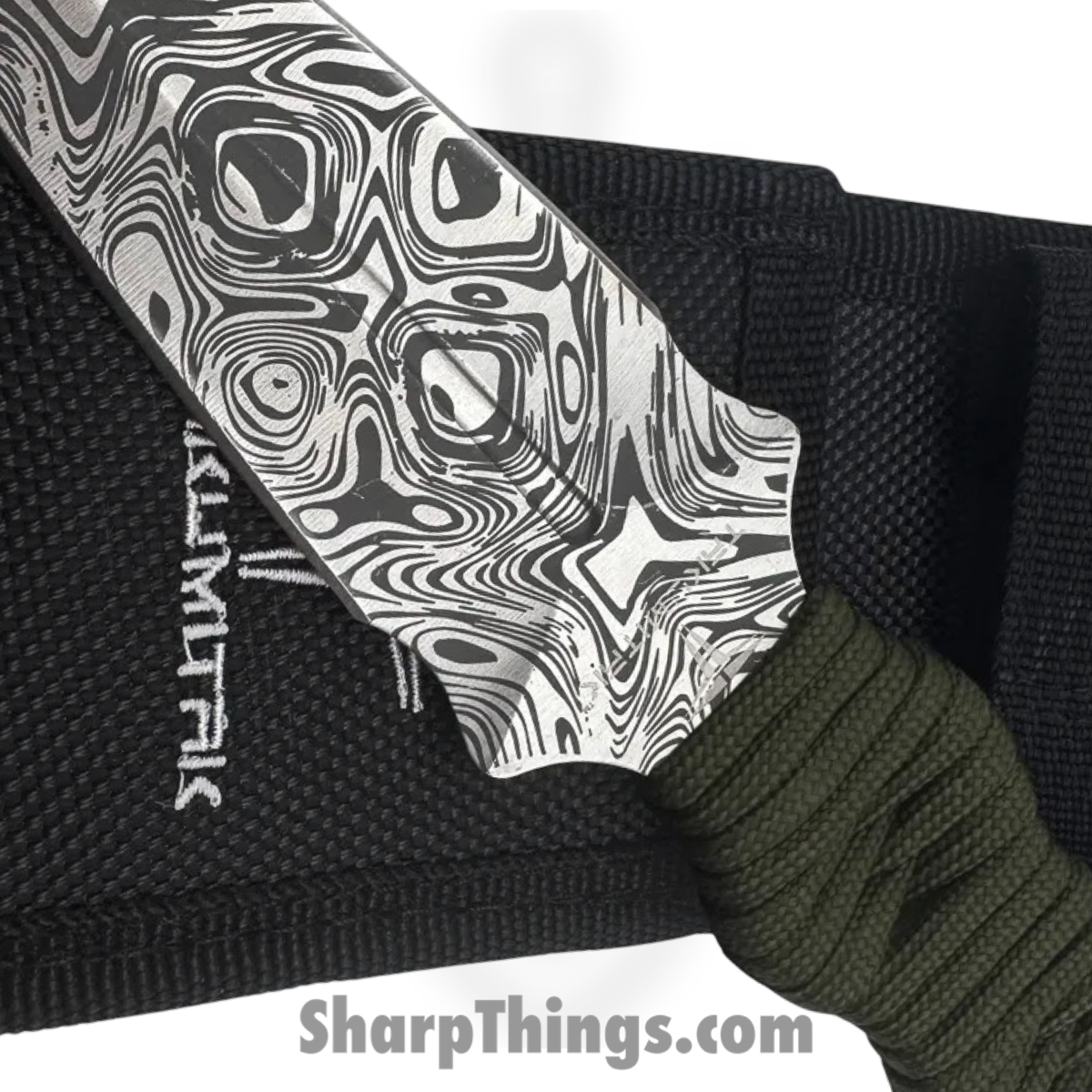 Takumitak - TKF102GN-CS - Defender - Fixed Blade Knife - 3Cr13 SS Acid Etched Spear Point - Paracord Wrapped - OD Green - Image 4