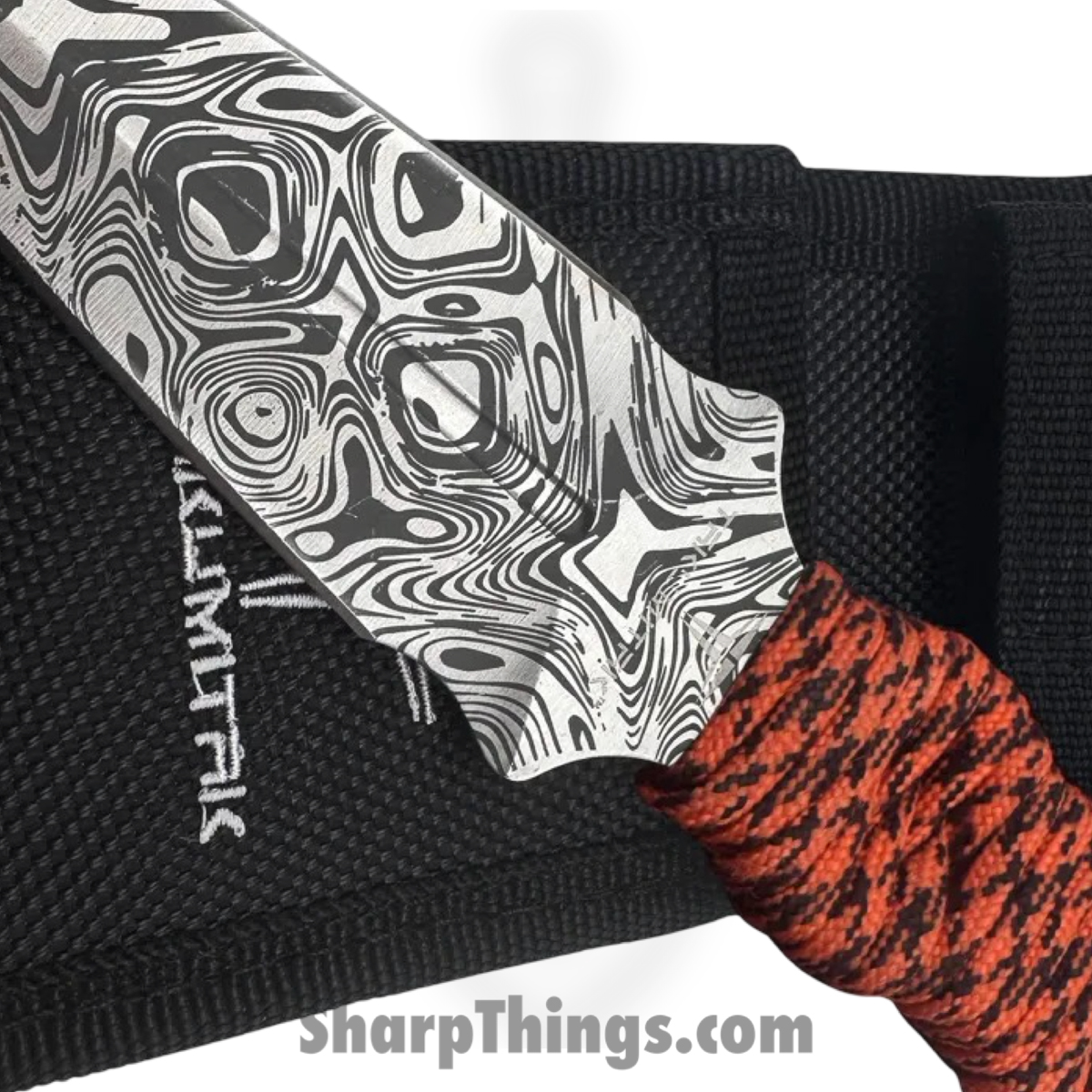 Takumitak - TKF102OR-CS - Defender - Fixed Blade Knife - 3Cr13 SS Acid Etched Spear Point - Paracord Wrapped - Orange - Image 4