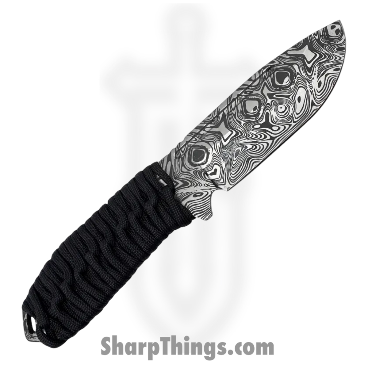 Takumitak - TKF103BK-CS - Takumi - Fixed Blade Knife - 3Cr13 SS Acid Etched Drop Point - Paracord Wrapped - Black - Image 2