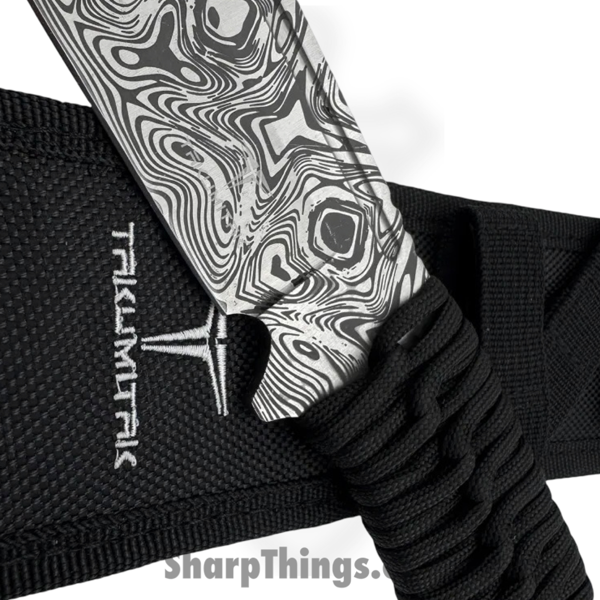 Takumitak - TKF103BK-CS - Takumi - Fixed Blade Knife - 3Cr13 SS Acid Etched Drop Point - Paracord Wrapped - Black - Image 4